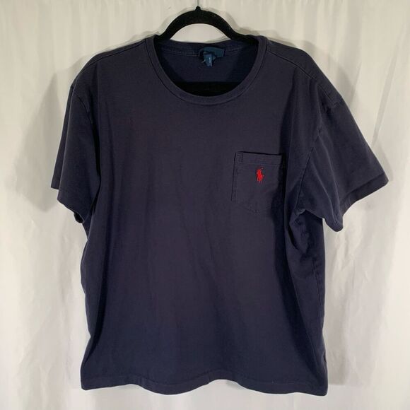 Polo Ralph Lauren Shirt Men's XL Navy Blue Short Sleeve Crew Neck 100% Cotton - Picture 1 of 7